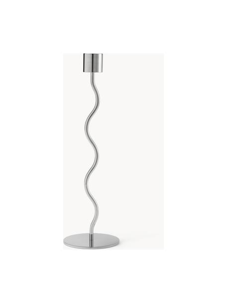 Candelabro Curved, 26 cm, Acero inoxidable con pintura en polvo, Plateado, Ø 8 x Al 26 cm