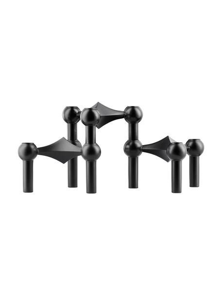 Kandelaarset Stoff Nagel, 3-delig, Gecoat metaal, Zwart, Alle Ø 10 x H 7 cm