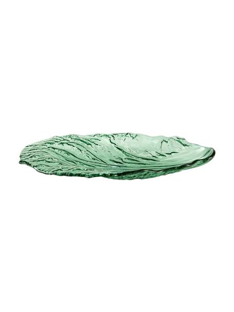 Glas-Servierplatte Leaf in Grün, L 28 x B 18 cm, Glas, Grün, transparent, 18 x 28 cm