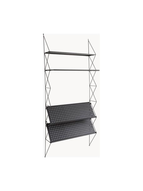 Metall-Garderobe Eneby mit Ablageflächen, Stahl, pulverbeschichtet, Schwarz, B 88 x H 200 cm