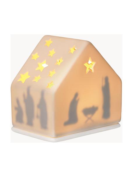 Natividad con luz de porcelana Crib, Porcelana, Blanco, An 10 x Al 10 cm
