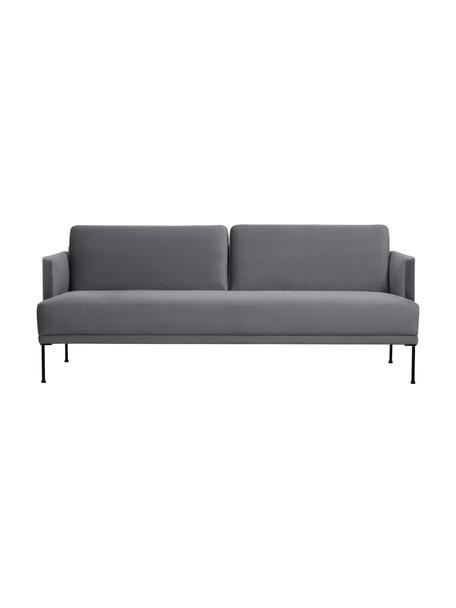 Samt-Sofa Fluente (3-Sitzer) mit Metall-Füßen, Bezug: Samt (Hochwertiger Polyes, Gestell: Massives Kiefernholz, FSC, Füße: Metall, pulverbeschichtet, Samt Dunkelgrau, B 196 x T 85 cm