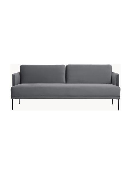 Sofá de terciopelo Fluente (3 plazas), Tapizado: terciopelo (poliéster de , Estructura: madera de pino maciza, Patas: metal con pintura en polv, Terciopelo gris oscuro, An 196 x F 85 cm
