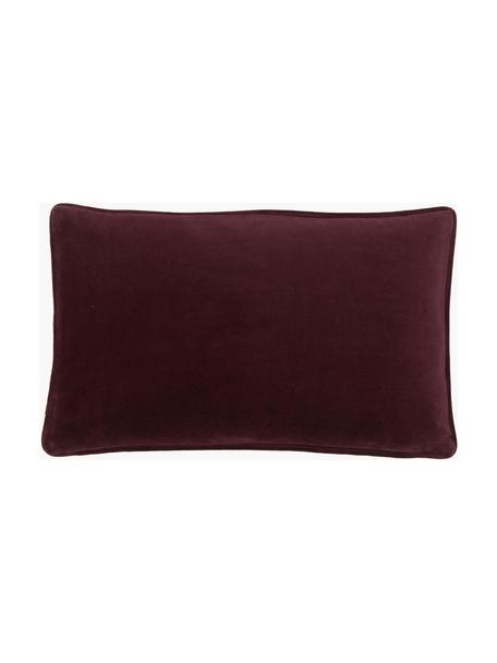 Effen fluwelen kussenhoes Dana in bordeauxrood, 100% katoenfluweel, Bordeauxrood, B 30 x L 50 cm
