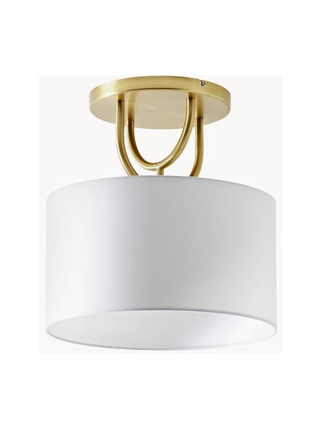 Plafondlamp Gianna, Lampenkap: textiel, Frame: metaal, Off White, messingkleurig, Ø 40 x H 41 cm