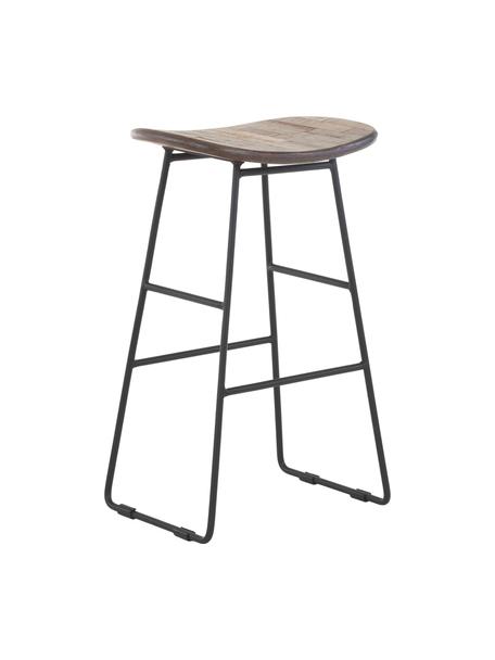 Barová stolička z teakového dřeva a kovu Tangle, Hnědá, Š 40 cm, V 65 cm