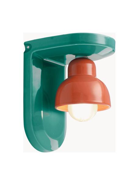 Ručne vyrobená nástenná lampa Berimbau, Keramika, Petrolejová, oranžová, Š 17 x V 22 cm