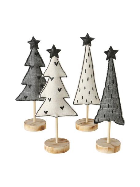 Set de sapins de Noël décoratifs Skagen, 4 élém.., Arbres cm polyester 
Pieds cm faux châtaignier, Gris, noir, blanc, brun clair, larg. 13 x haut. 32 cm