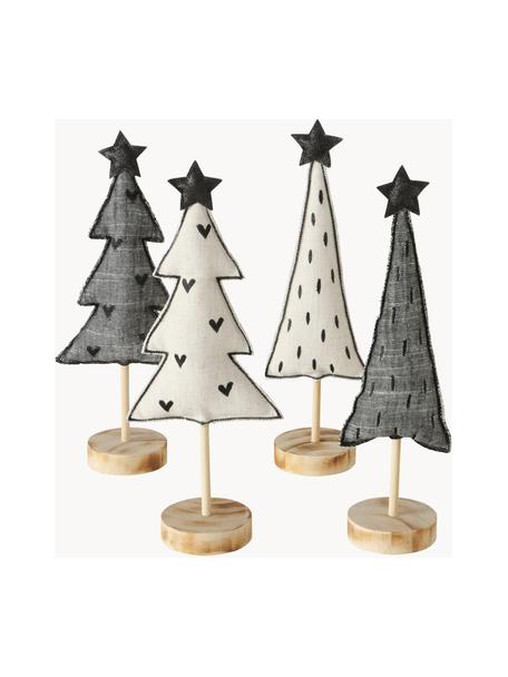 Decoratieve kerstboomset Skagen, 4-delig, Grijs, zwart, wit, lichtbruin, B 13 x H 32 cm