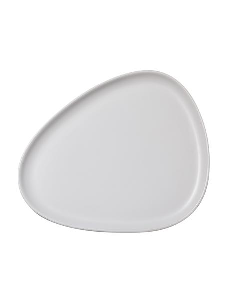 Assiettes plates artisanales Monaco, 4 pièces, Grès cérame, Blanc, larg. 26 x long. 30 cm