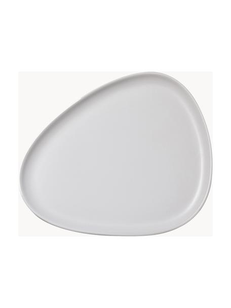 Piatto piano fatto a mano Monaco 4 pz, Gres, Bianco, Larg. 26 x Lung. 30 cm