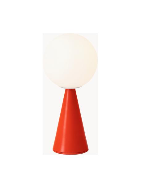 Lámpara de mesa artesanal pequeña Bilia, Pantalla: vidrio, Estructura: metal recubierto, Cable: plástico, Blanco, rojo, Ø 12 x Al 26 cm