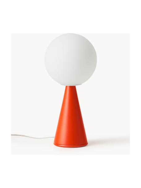 Petite lampe à poser artisanale Bilia, Blanc, rouge, Ø 12 x haut. 26 cm