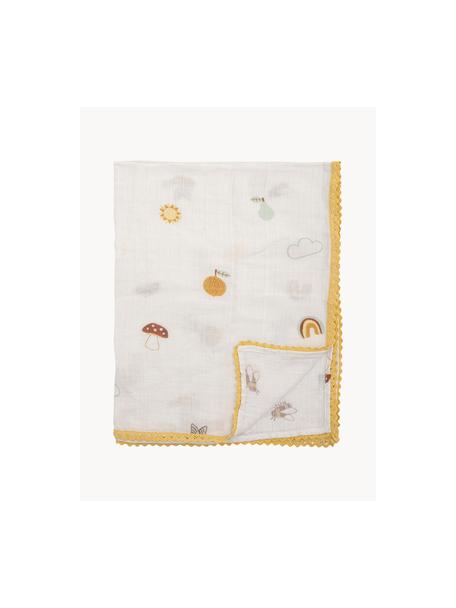 Manta ligera para bebé Agnes, 80% algodón, 20% poliéster, Blanco, multicolor, An 80 x L 100 cm