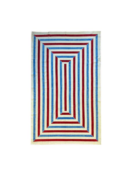 Tovaglia in cotone Dario, 100% cotone, Bianco crema, blu, rosso vino, 4-6 persone (Larg. 150 x Lung. 250 cm)