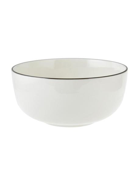 Porcelánové misky Facile, 2 ks, Vysokokvalitný tvrdý porcelán (cca 50 % kaolín, 25 % kremeň a 25 % živec), Krémovobiela s čiernym okrajom, Ø 16 x V 8 cm