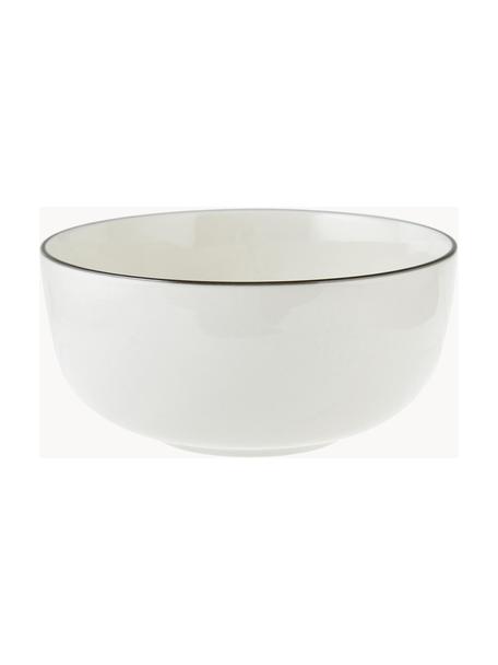 Porseleinen mueslischalen Facile, 2 stuks, Hoogwaardig hard porselein (ca. 50% kaolien, 25% kwarts en 25% veldspaat), Gebroken wit met zwarte rand, Ø 16 x H 8 cm