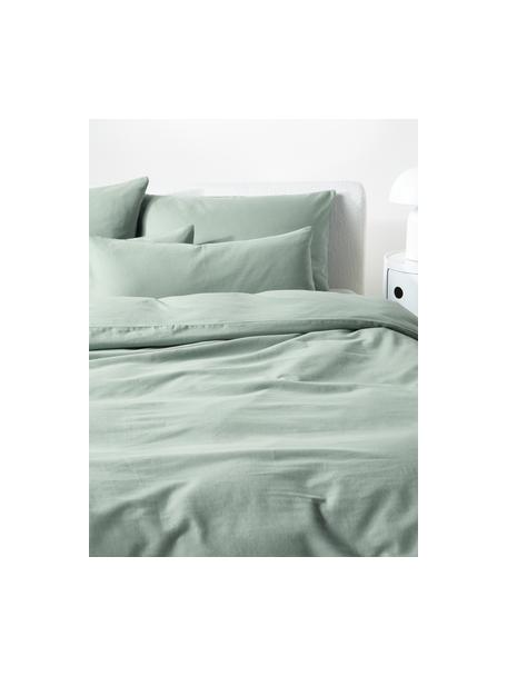 Flanell-Bettdeckenbezug Biba, Webart: Flanell, Salbeigrün, B 135 x L 200 cm