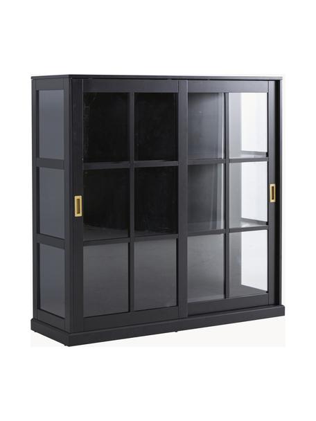 Vitrine Vincent, Noir, larg. 139 x haut. 140 cm