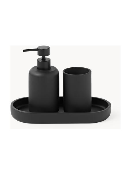 Set di 3 accessori da bagno Kyle, Testa della pompa: plastica, Nero, Set in varie misure