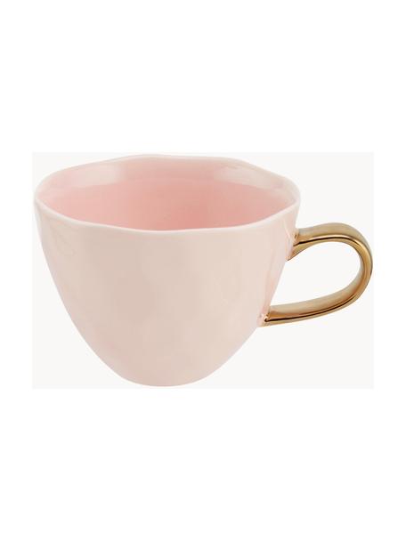 Kopje Good Morning in roze, Keramiek, Roze, goudkleurig, Ø 11 x H 8 cm, 350 ml