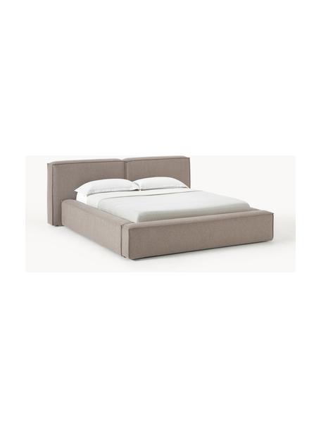 Gestoffeerd bed Lennon met opbergfunctie, Bekleding: 100% polyester Met 115.00, Frame: massief grenenhout, multi, Poten: hout, kunststof Dit produ, Geweven stof taupe, B 208 x D 243 cm (ligvlak 140 x 200 cm)