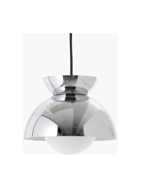 Kleine design hanglamp Butterfly, Lampenkap: gecoat metaal, Diffuser: opaalglas, Chroomkleurig, Ø 21 x H 19 cm