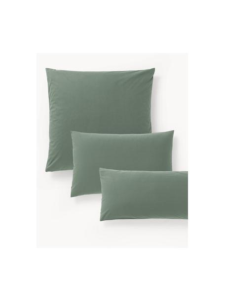 Taie d'oreiller en percale de coton Elsie, Vert foncé, larg. 50 x long. 70 cm