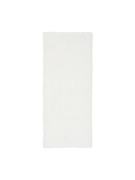 Pluizige hoogpolige loper Leighton in crèmekleur, Onderzijde: 70% polyester, 30% katoen, Crèmewit, B 80 x L 200 cm