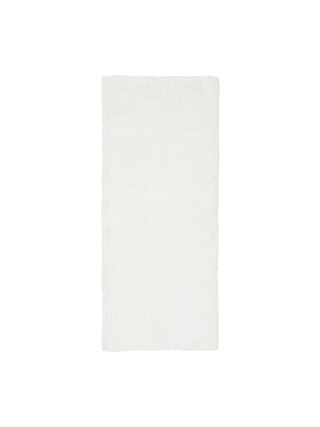 Pluizige hoogpolige loper Leighton, Onderzijde: 70% polyester, 30% katoen, Crèmewit, B 80 x L 200 cm
