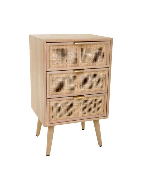 Nachtkastje Cayetana Shelfy met laden, Frame: gefineerd MDF, Handvatten: metaal, Poten: gelakt bamboehout, Bruin, hout, B 42 cm x H 71 cm