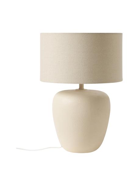 Grote keramische tafellamp Eileen, Lampenkap: linnen (100% polyester), Lampvoet: keramiek, Beige, mat, Ø 33 x H 48 cm
