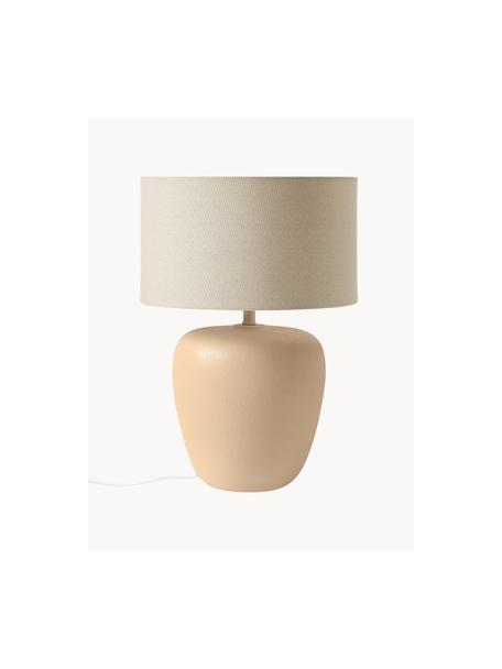 Lámpara de mesa grande de cerámica Eileen, Pantalla: lino (100% poliéster), Cable: cubierto en tela, Beige claro mate, Ø 33 x Al 48 cm