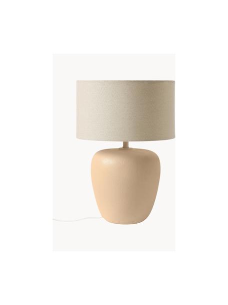 Grosse Keramik-Tischlampe Eileen, Lampenschirm: Leinen (100 % Polyester), Hellbeige, matt, Ø 33 x H 48 cm