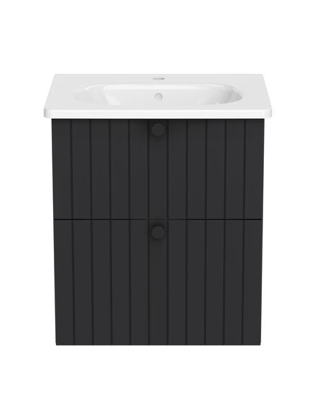 Koupelnová skříňka s umyvadlem a matným povrchem Emil, Antracitová, Š 60 cm, V 67 cm