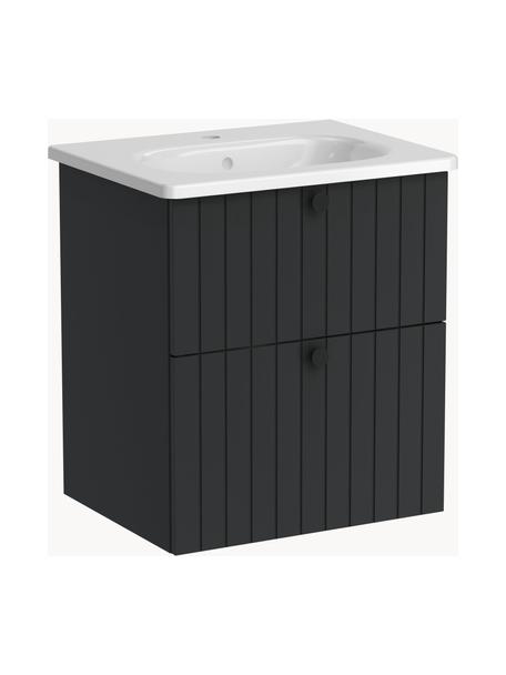 Lavabo con mobiletto con piano opaco Emil, Maniglia: alluminio rivestito, Antracite, Larg. 60 x Alt. 67 cm