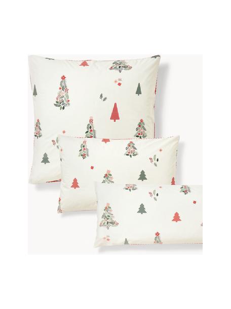 Katoenen perkal kussenhoes Pine, Weeftechniek: perkal Draaddichtheid 200, Wit, rood, groen, B 65 x L 65 cm