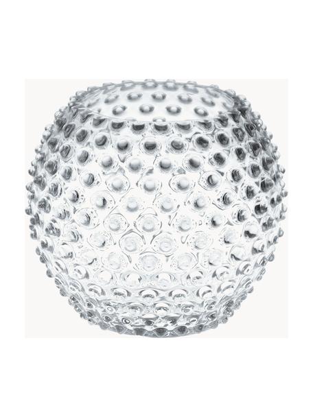 Vaso fatto a mano con rilievo Hobnail Globe, Vetro, Trasparente, Ø 18 x Alt. 17 cm