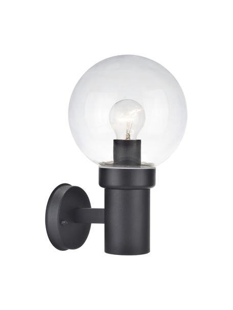 Outdoor wandlamp Caris met glazen lampenkap, Lampenkap: glas, Transparant, zwart, B 20 cm x H 33 cm