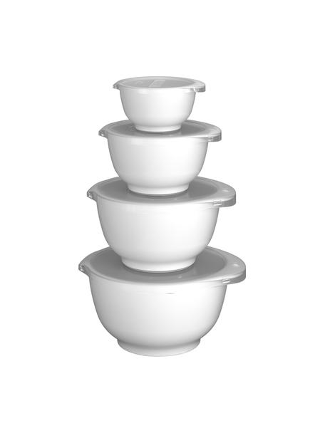 Petits bols de cuisine blancs Margrethe, 4 élém., Mélamine, Blanc, transparent, Lot de différentes tailles