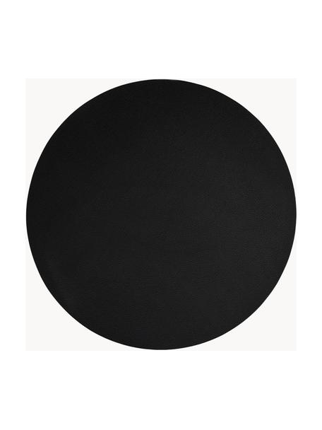 Okrągła podkładka ze sztucznej skóry Pik, 2 szt., Tworzywo sztuczne (PVC), Czarny, Ø 38 cm