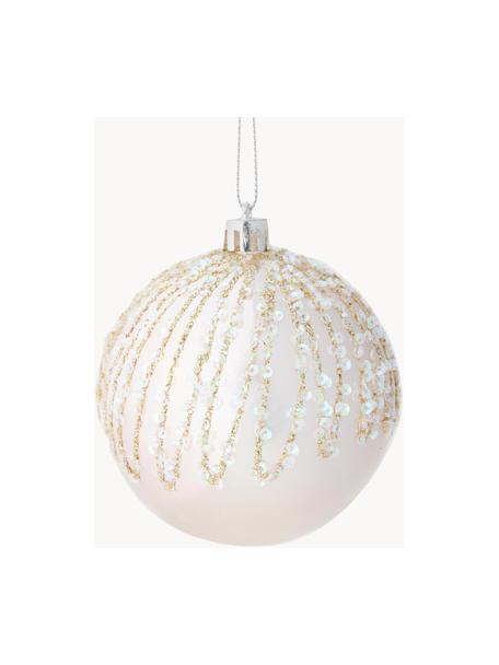 Boule de Noël incassable Rozalia Ø 8 cm, 12 élém., Plastique, Rose, couleur dorée, transparent, Ø 8 cm