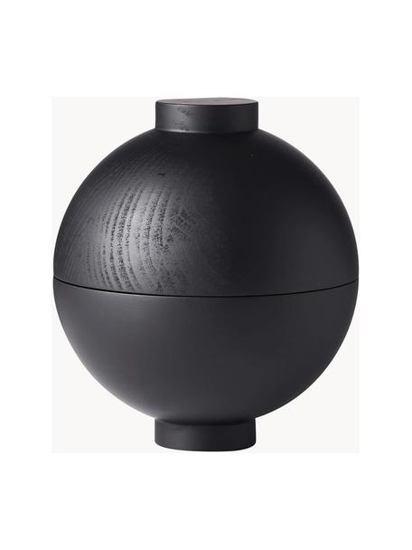 Schmuckkästchen Wooden Sphere aus Eichenholz, Eichenholz, FSC-zertifiziert, Schwarz, Ø 16 x H 18 cm