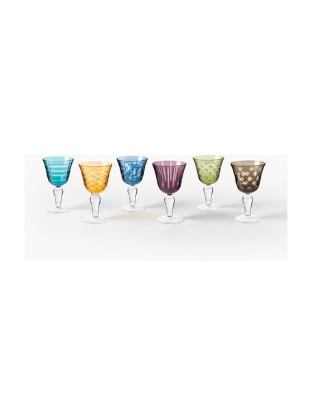 Wijnglazen Cuttings, set van 6, Glas, Meerkleurig, Ø 10 x H 17 cm, 250 ml