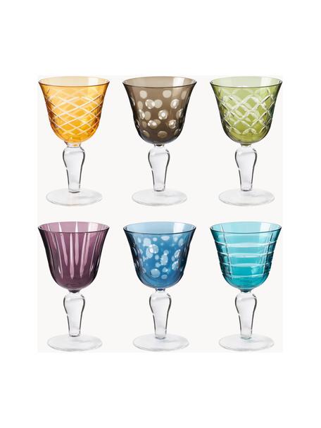 Wijnglazen Cuttings, set van 6, Glas, Meerkleurig, Ø 7 x H 7 cm