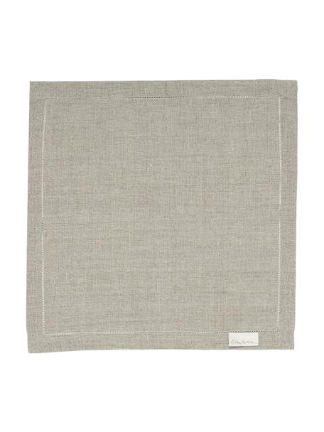 Serviettes de table en lin, avec ourlet Alanta, 6 pièces, Taupe, larg. 42 x long. 42 cm