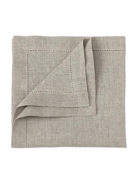 Serviettes de table en lin, avec ourlet Alanta, 6 pièces, Taupe, larg. 42 x long. 42 cm