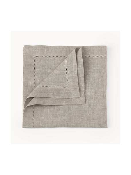 Tovagliolo in stoffa di lino con bordo ricamato Alanta 6 pz, Greige, Larg. 42 x Lung. 42 cm