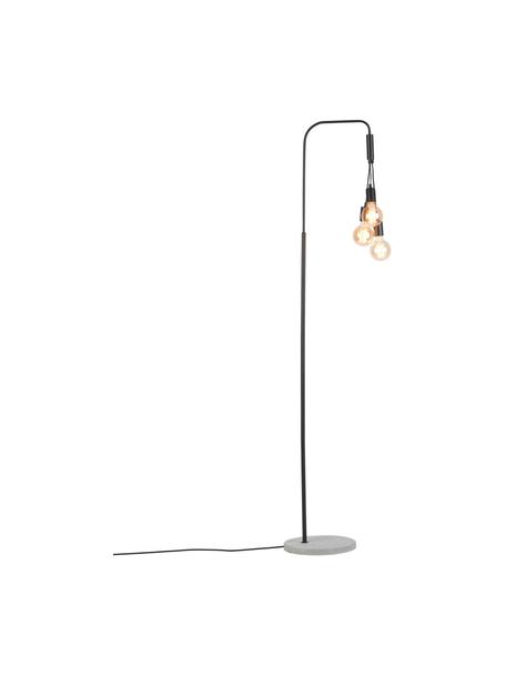 Lámpara de pie grande Oslo, Lámpara: metal recubierto, Cable: cubierto en tela, Negro, gris, An 48 x Al 190 cm