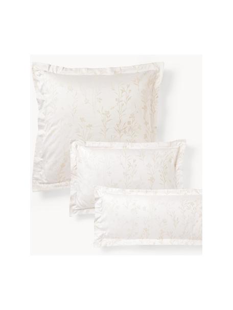 Taie d'oreiller en satin de coton motif jacquard Hurley, Blanc crème, beige clair, larg. 65 x long. 65 cm